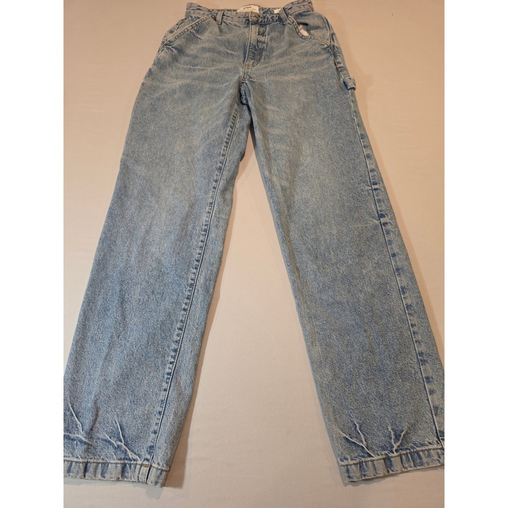 Cotton On Carpenter Jeans Womens 4 Light Wash Blue Denim Straight Leg Utility